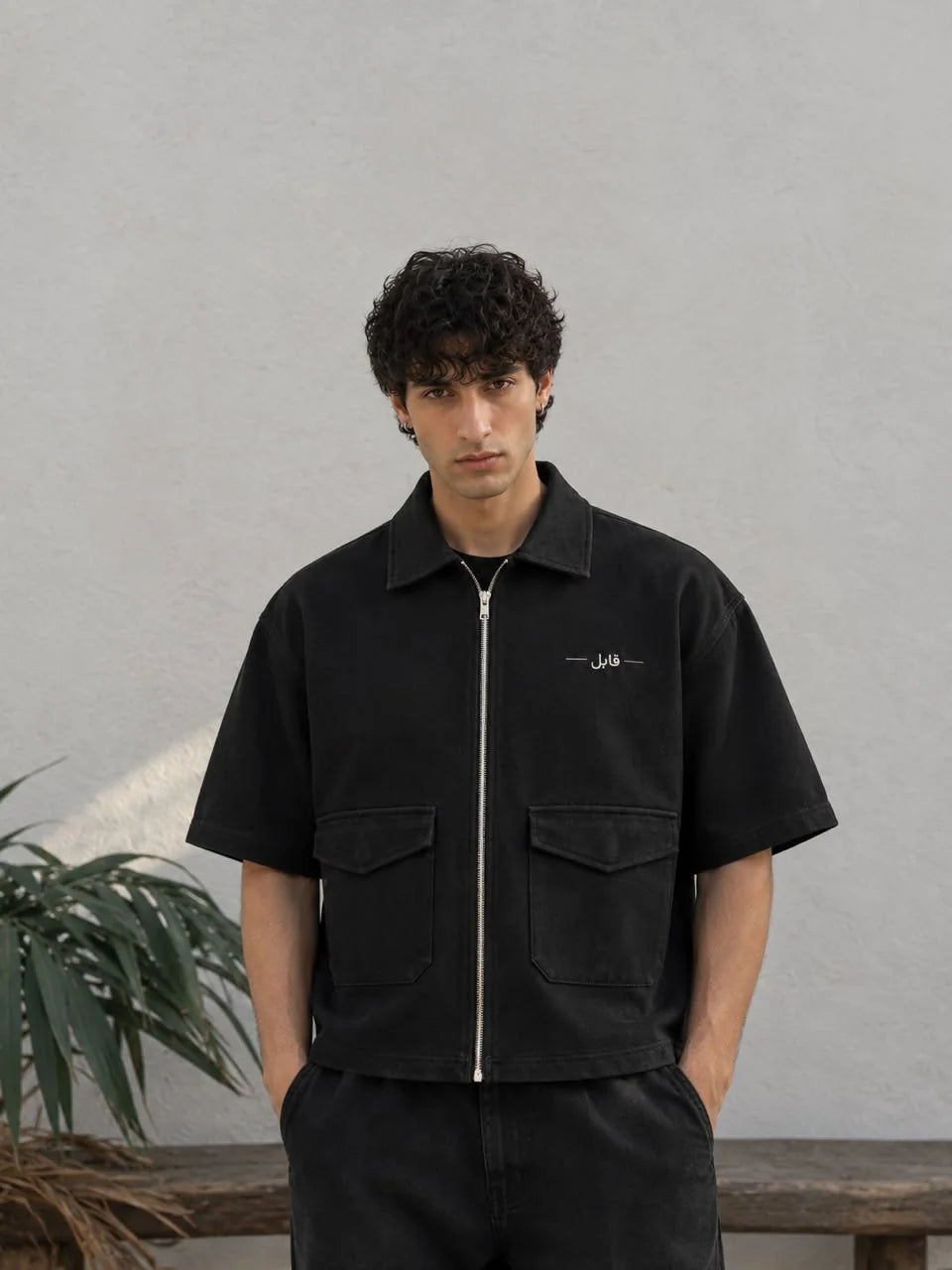 QAABIL Zip-Up Overshirt — Midnight Black — Midnight Black
